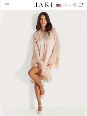 JAKI Estelle Ruffle Midi Dress. Cream. Medium.